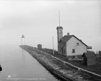 مدخل قناة سانت ماري ، سولت سانت. ماري ، ميشيغان ، c.1900-06 بواسطة شركة ديترويت للنشر